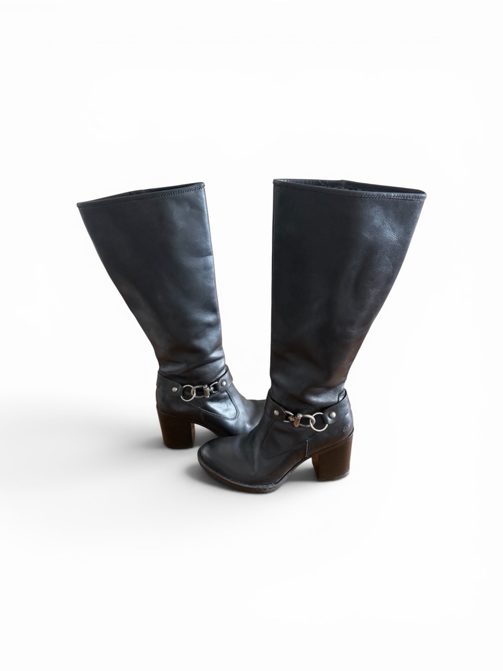 Born Knee High Black Harness Boots, 8